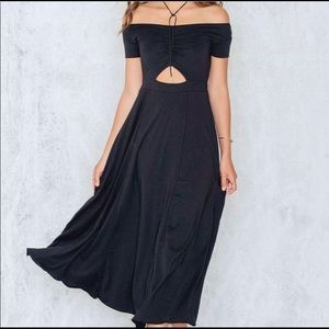 NWT! Free People “Dance With Me” Jersey Cut Out Off Shoulder Midi Dress
